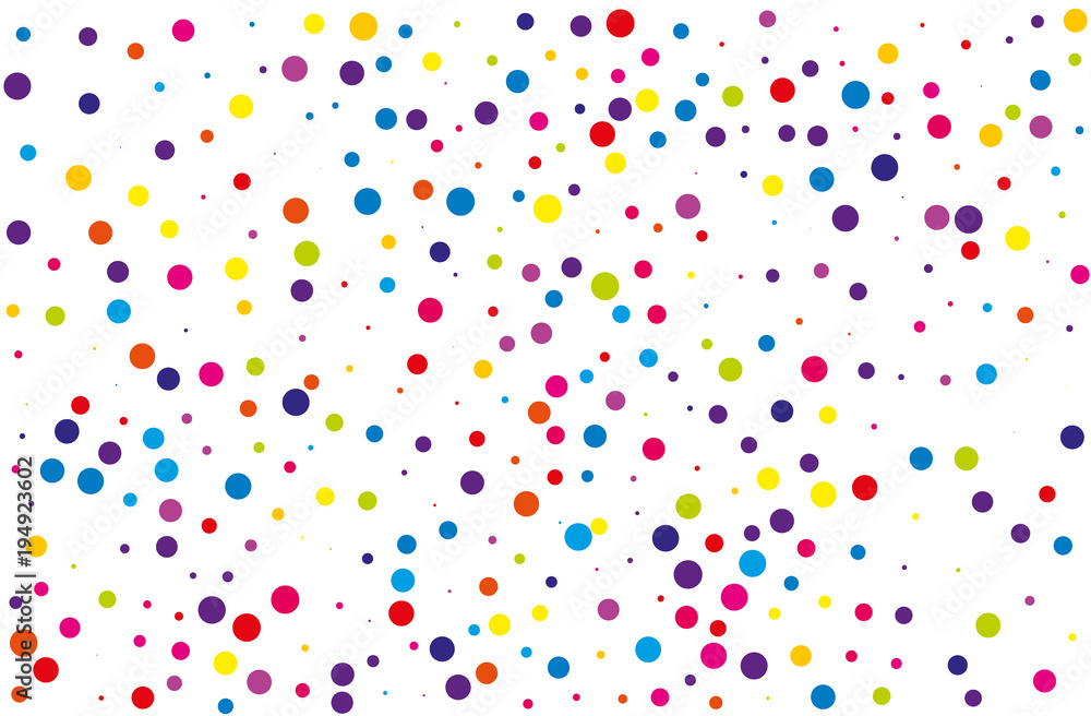 Festival pattern with color round glitter, confetti. Random, chaotic polka dot. Bright background Vector illustration. 