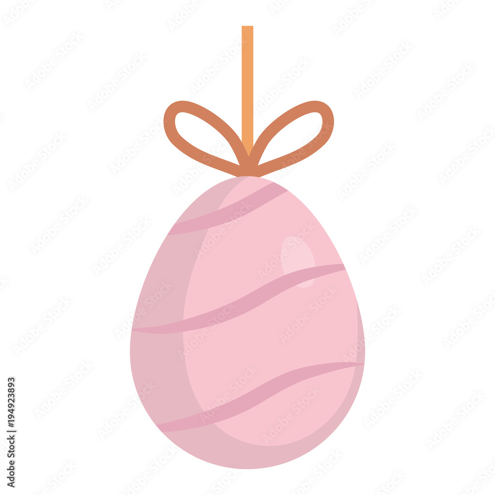 striped easter egg hanging over white background colorful design vector illustration