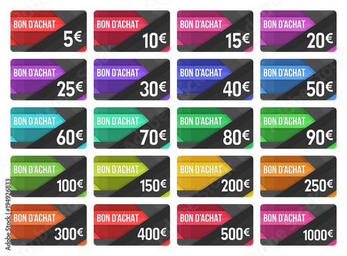 Cartes bons d'achat - de 5 euros à 1000 euros