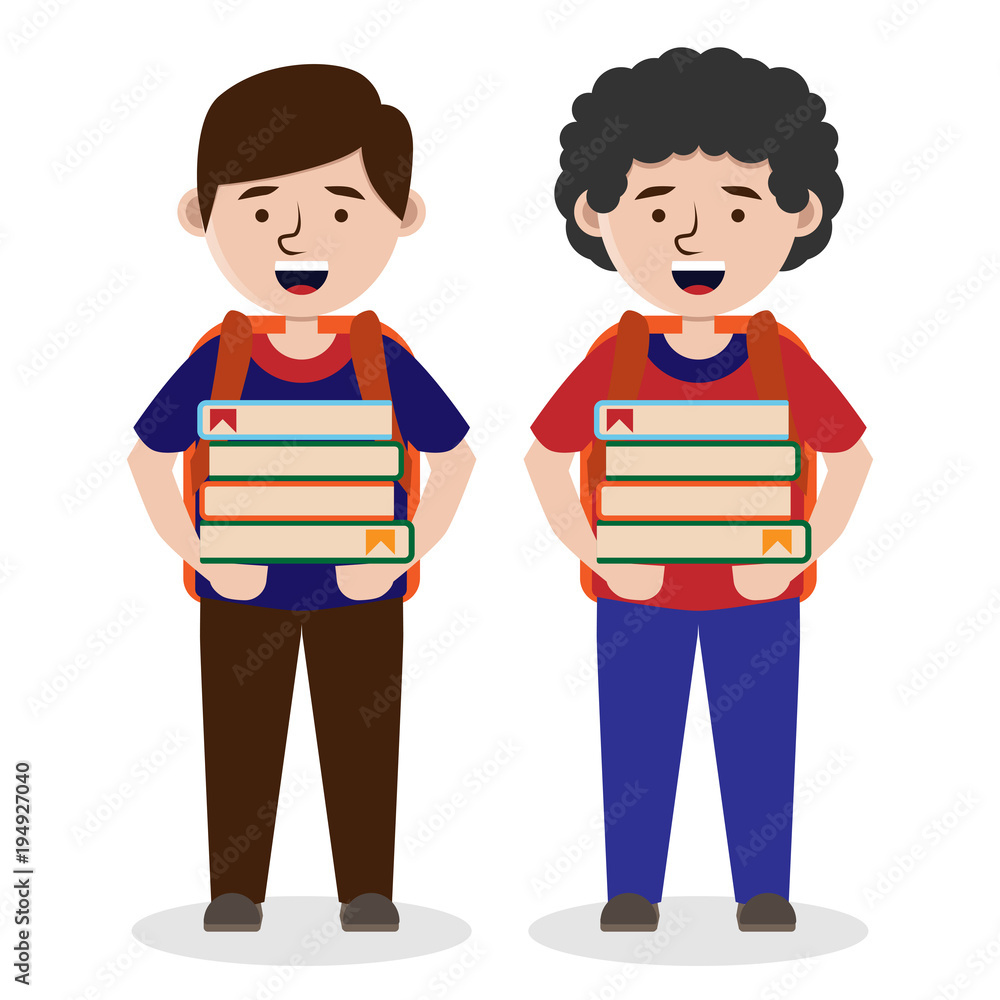 Students Carrying A book Vector Students Carrying A book Vector