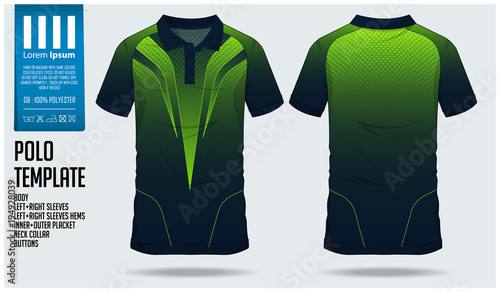Polo t shirt sport design template for soccer jersey, football kit or sport club. Sport uniform in front view and back view. T-shirt mock up for sport club. Vector Illustration.