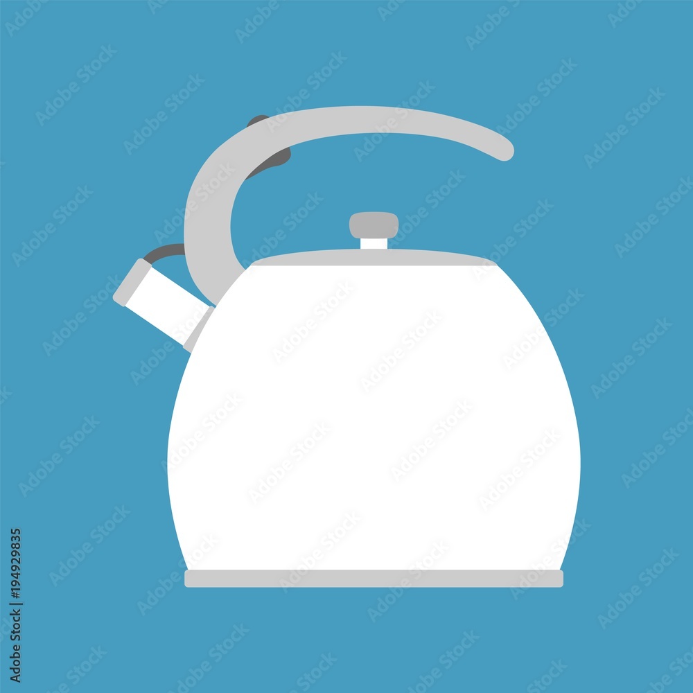 Obraz premium Kettle simple icon isolated. Household appliance. Kettle for boiling water. Flat style. Vector illustration
