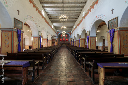 Interior of Church of Old Mission San Juan Bautista. Mission San Juan Bautista is a Spanish mission in San Juan Bautista  San Benito County  California.