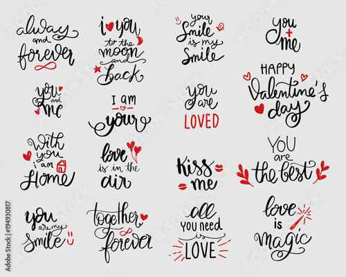 love lettering set. vector illustration