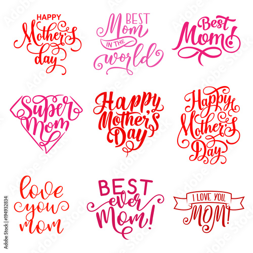 Vector Mother Day holiday greeting text icons