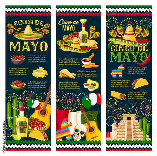 Cinco de Mayo mexican festival greeting banner