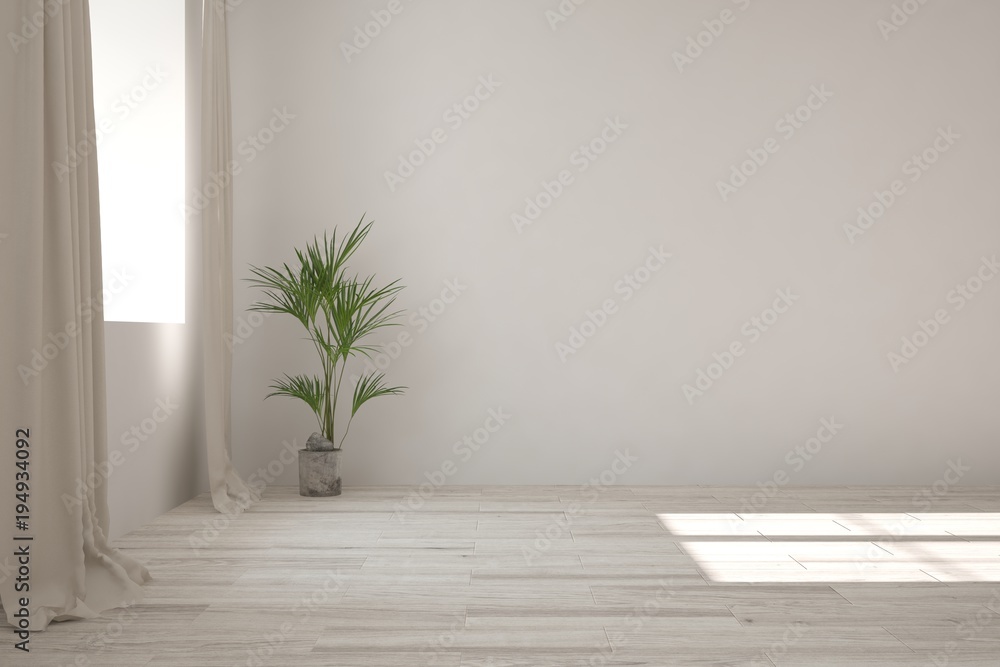 White empty room. Scandinavian interior design. 3D illustration White empty room. Scandinavian interior design. 3D illustration