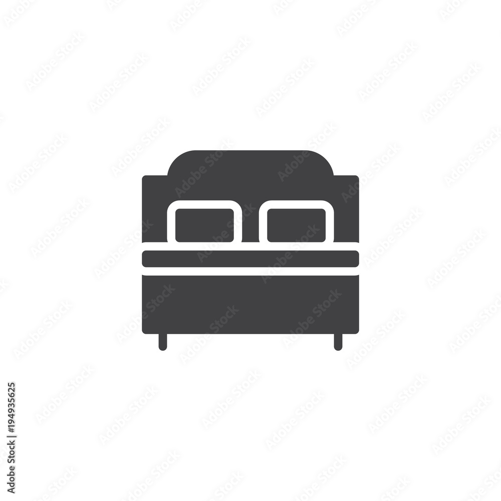 Double bed vector icon. filled flat sign for mobile concept and web design. Double hotel room simple solid icon. Symbol, logo illustration. Pixel perfect vector graphics Double bed vector icon. filled flat sign for mobile concept and web design. Double hotel room simple solid icon. Symbol, logo illustration. Pixel perfect vector graphics