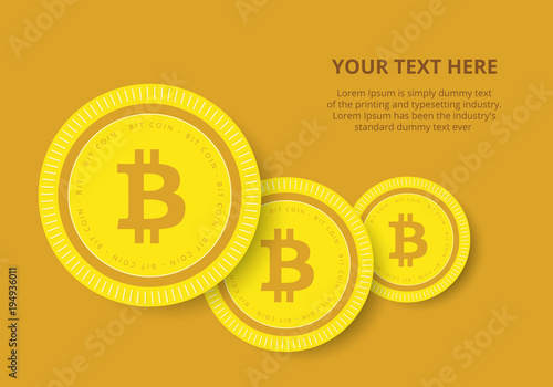 Golden Bitcoins and New Virtual money concept, 3d rendering isolated on white background. Stacks of many gold coins with icon