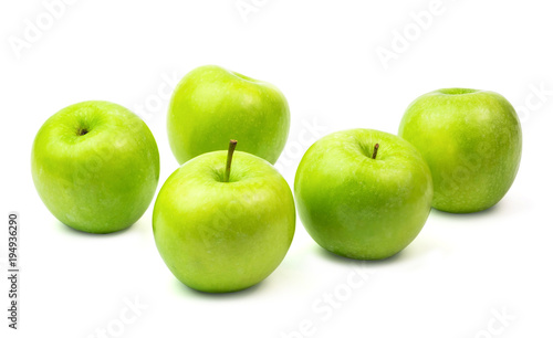 green apples isolated on white background.