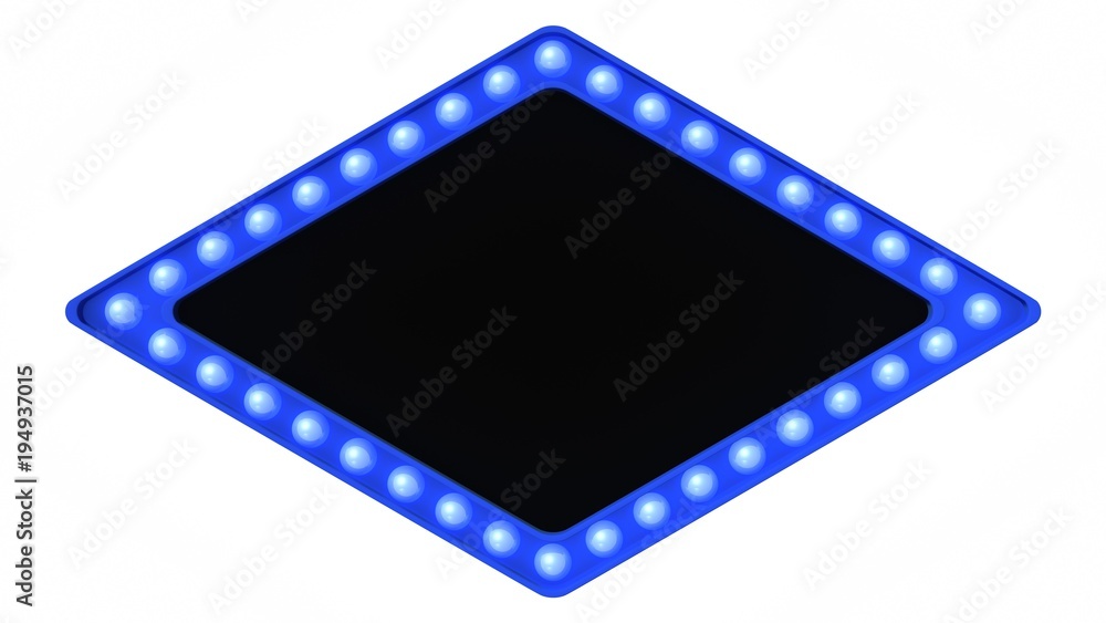 Obraz premium Blue Marquee light board sign retro on white background. 3d rendering