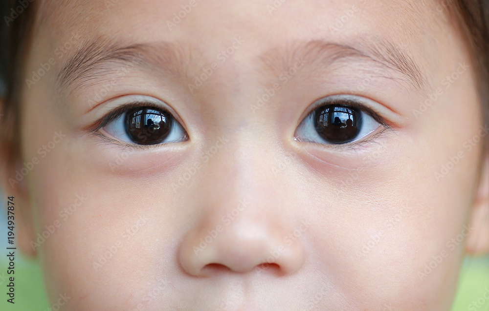 Fototapeta premium Zakończenie Brown oczy śliczna azjatykcia dziecko dziewczyna.