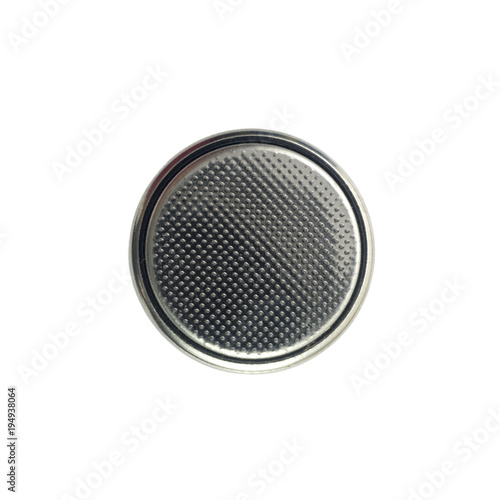 Closeup button cell battery or or coin cell