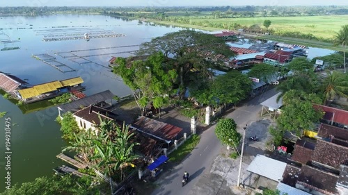 Aerial footage of JOMBOR water village in Countryside, Central Java, Indonesia. photo