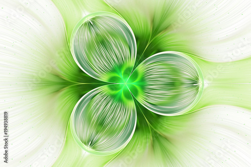 Fototapeta Abstract exotic green flower with shining drops