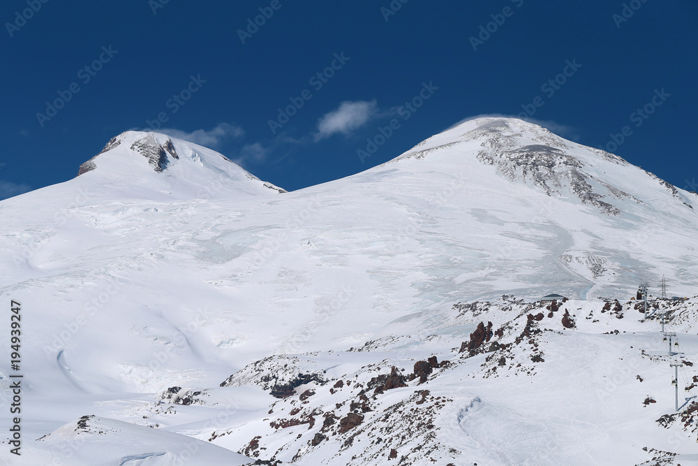 Photo landscape with the mountain Elbrus
