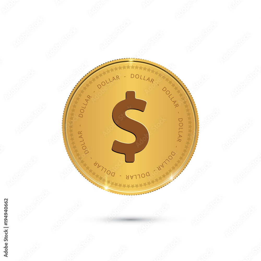 Gold coin with dollar sign Gold coin with dollar sign