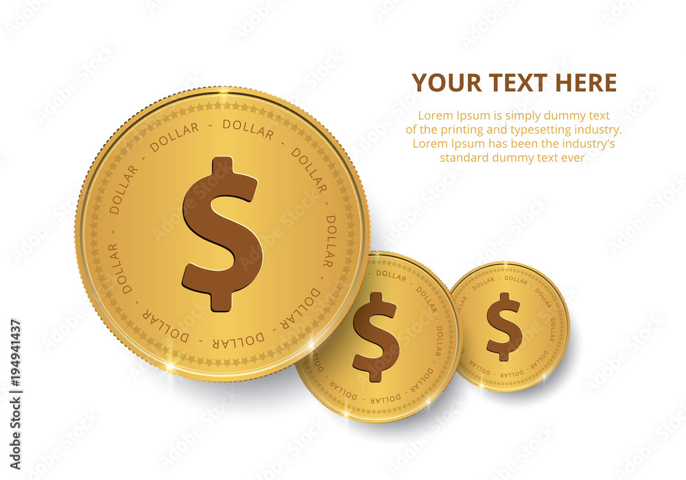 Gold coin with dollar sign Gold coin with dollar sign