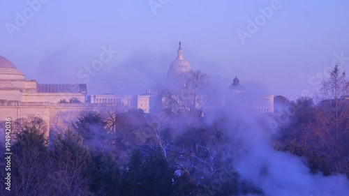 Smoke On Trees In Front Of Monument - Static