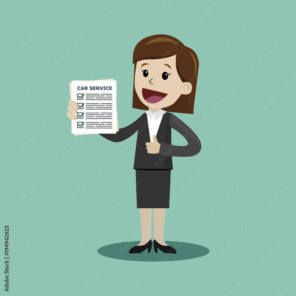 Car service manager is holding check list of diagnostics. Cartoon Vector Illustration Car service manager is holding check list of diagnostics. Cartoon Vector Illustration