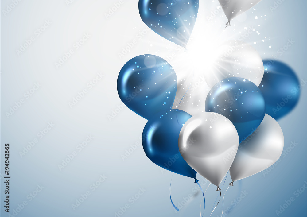 Φωτογραφία celebration and party background with colorful flying balloons,confetti glitters for event and holiday poster