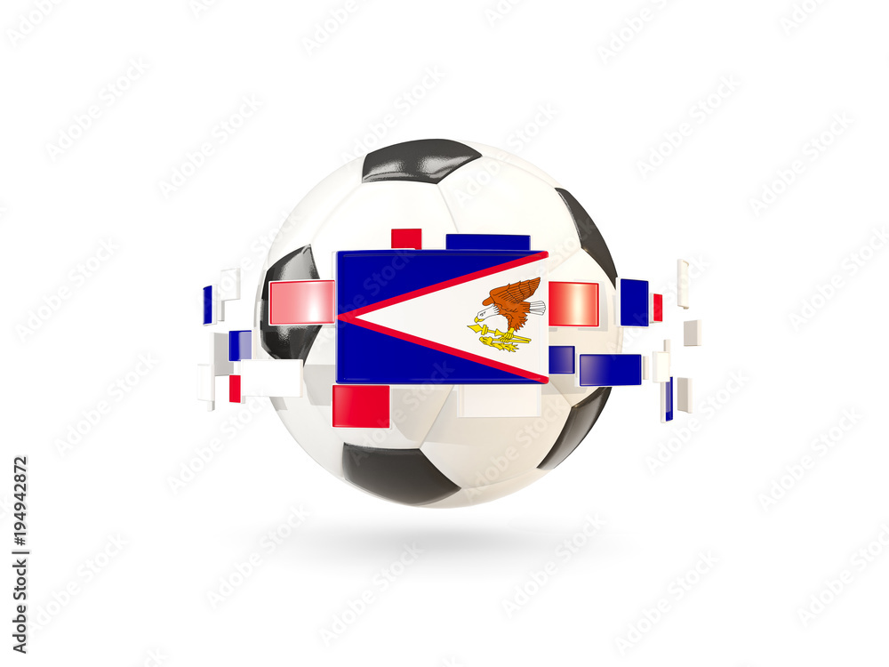 Soccer ball with line of flags. Flag of american samoa Soccer ball with line of flags. Flag of american samoa
