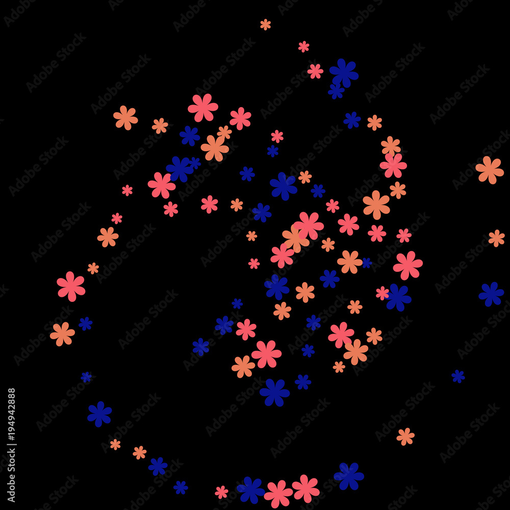 Pretty Floral Pattern with Simple Small Flowers for Greeting Card or Poster. Naive Daisy Flowers in Primitive Style. Vector Background for Spring or Summer Design.