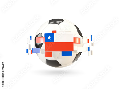 Soccer ball with line of flags. Flag of chile