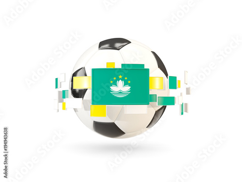 Soccer ball with line of flags. Flag of macao
