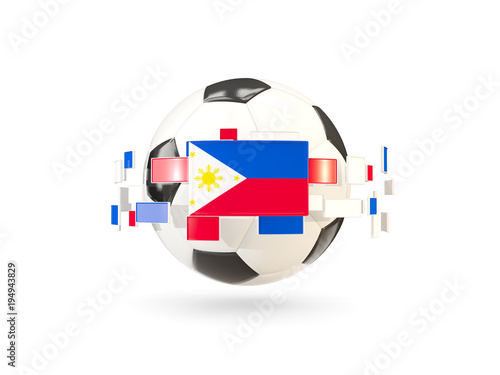 Soccer ball with line of flags. Flag of philippines