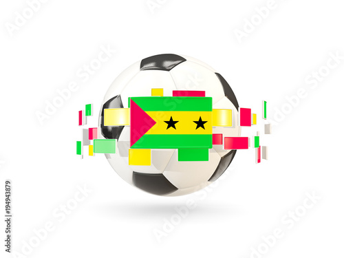 Soccer ball with line of flags. Flag of sao tome and principe