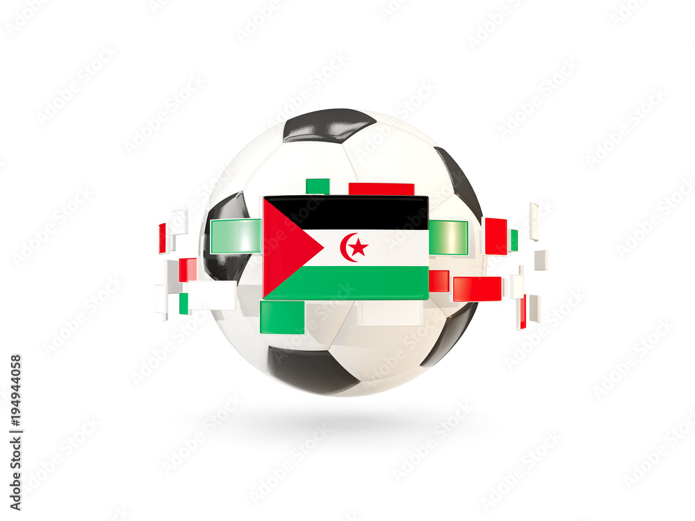 Φωτογραφία Soccer ball with line of flags. Flag of western sahara