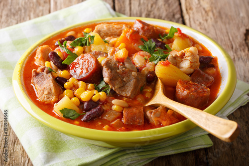 Cachupa is the signature dish of the Cape Verde Islands. Is a slow cooked stew of corn, beans, vegetables and meat