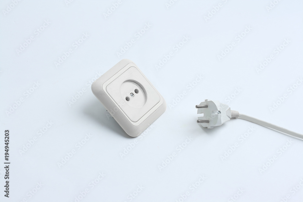 electrical outlet and plug.isolated on a white background electrical outlet and plug.isolated on a white background