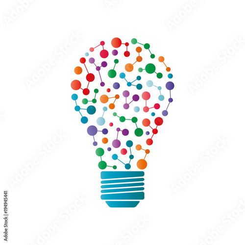 Abstract molecules bulb , molecular structure vector, creative colorful bulb.