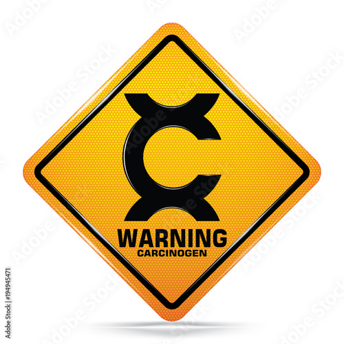 International Carcinogen Hazard Symbol,Yellow warning Dangerous icon isolated on white background, Attracting attention, Compulsory, Control, practice, Security first sign, Vector, EPS10