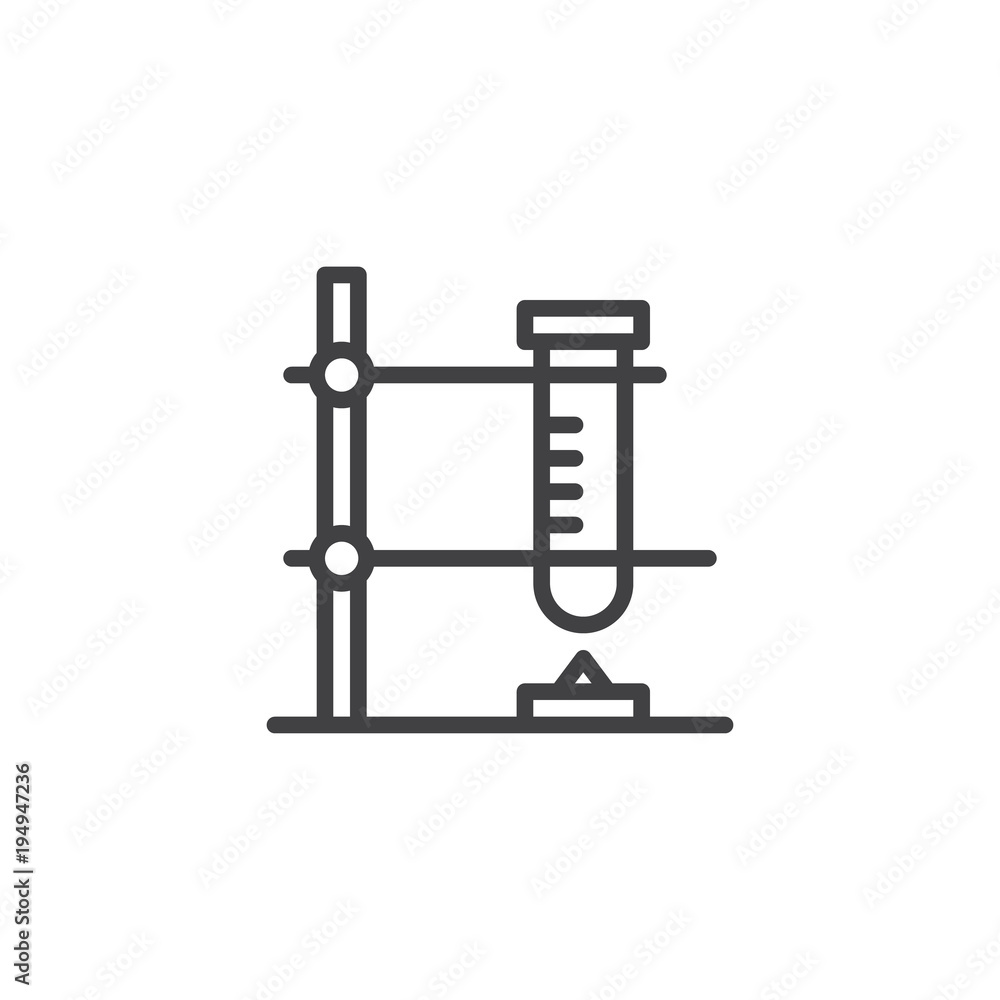 Tube stand outline icon. linear style sign for mobile concept and web design. Burner stand experiment lab simple line vector icon. Symbol, logo illustration Tube stand outline icon. linear style sign for mobile concept and web design. Burner stand experiment lab simple line vector icon. Symbol, logo illustration