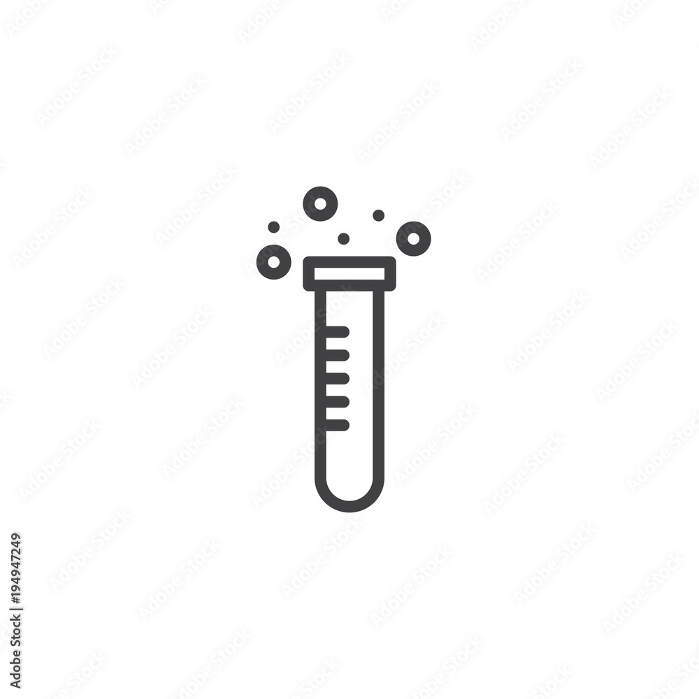 Test tube with chemical reaction outline icon. linear style sign for mobile concept and web design. Laboratory equipment simple line vector icon. Symbol, logo illustration. Test tube with chemical reaction outline icon. linear style sign for mobile concept and web design. Laboratory equipment simple line vector icon. Symbol, logo illustration.
