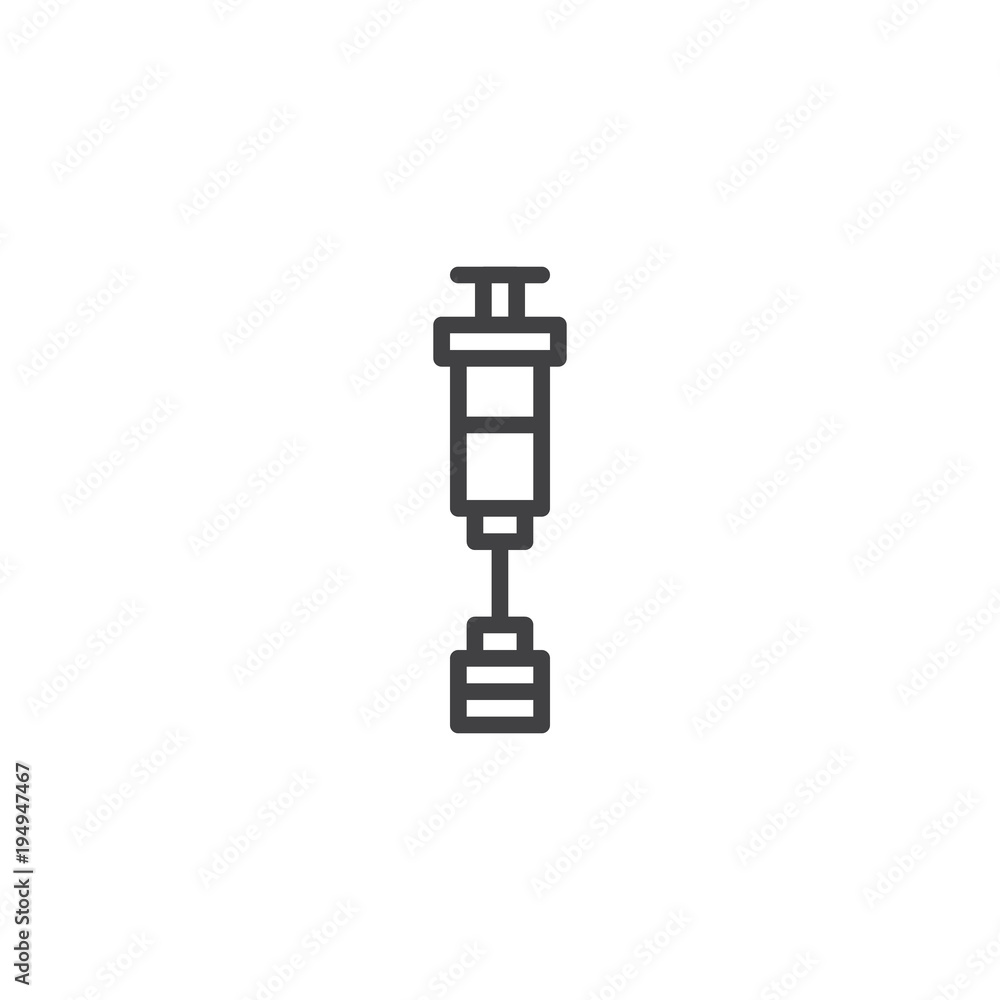 Syringe injection outline icon. linear style sign for mobile concept and web design. Laboratory experiment simple line vector icon. Symbol, logo illustration. Pixel perfect vector graphics
