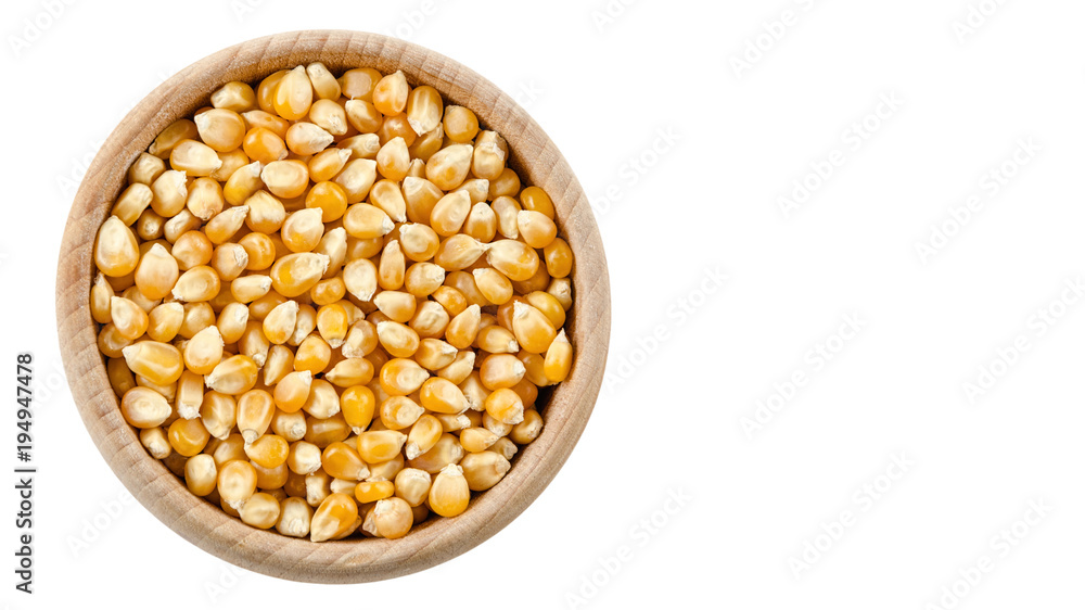 Sweet corn in bowl isolated, copy space, template Sweet corn in bowl isolated, copy space, template