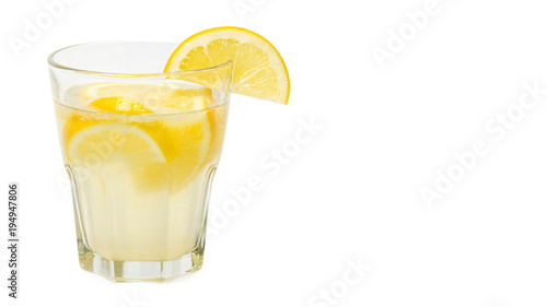 delicious and juicy lemonade, full of useful vitamins and antioxidants, isolated on white background, copy space, template. photo