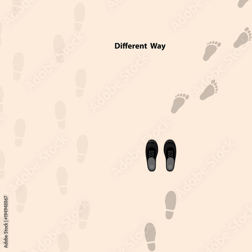 Footprints icon design vector template.Different thinking for success in life.Different thinking and leadership concept.Vector illustration