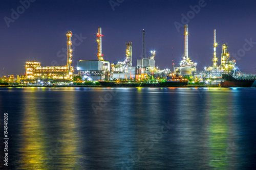 Industrial view at oil refinery plant form industry zone at the Chaophaya river in Bangkok Thailand