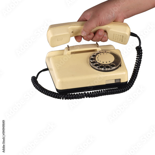 stary telefon odkładanie słuchawki