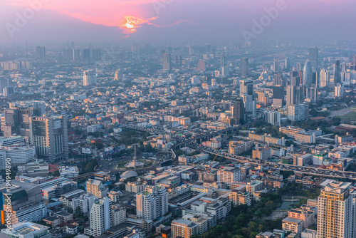 Bangkok's scenery from the skyscraper on the day of the mist. Bangkok Thailand