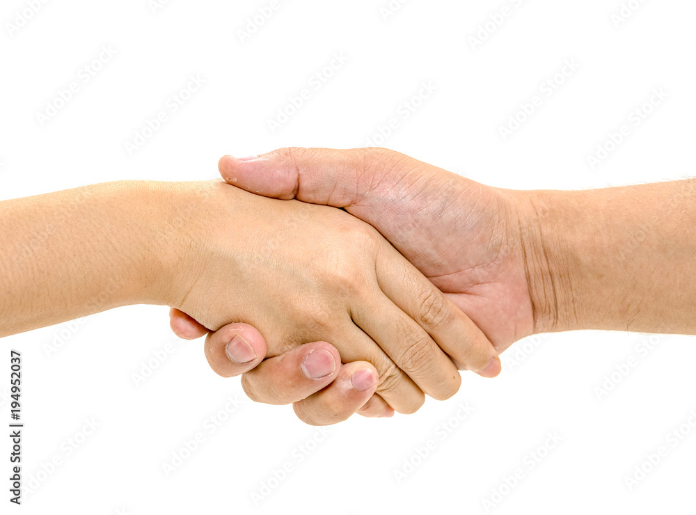 Shaking hands of two people on white background Shaking hands of two people on white background