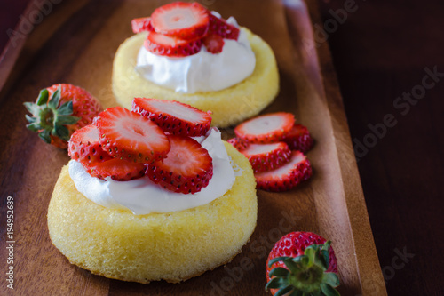 Valokuva Closeup strawberry shortcake