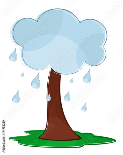Tree with a rainy cloud.