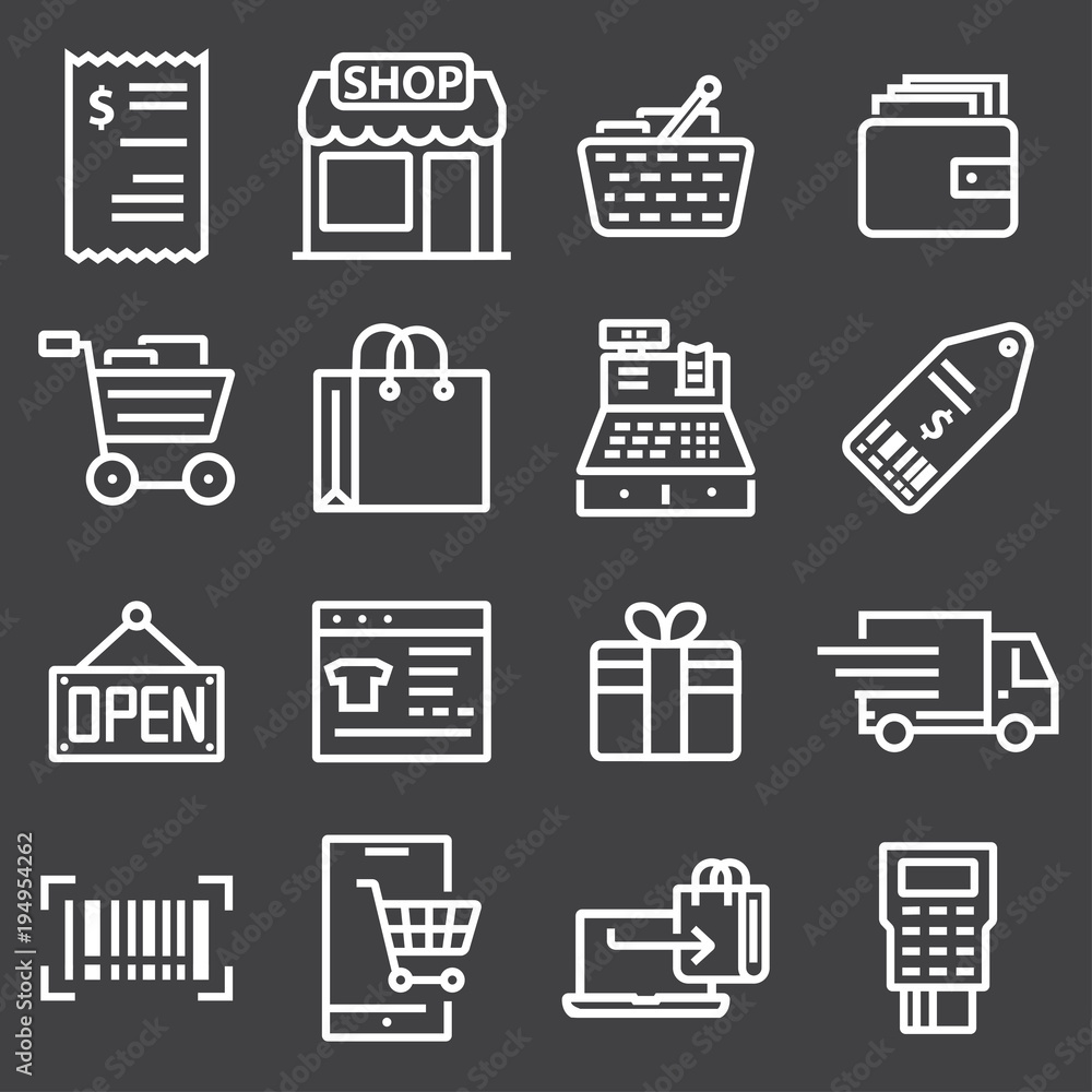 vector line shopping icons vector line shopping icons