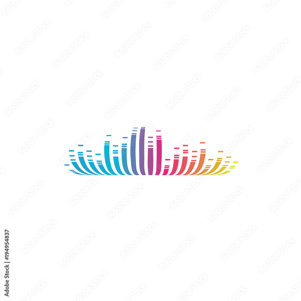 Colorful music bars visualization graphic design template